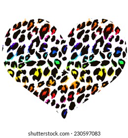 Heart with leopard print texture pattern 