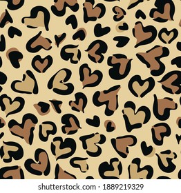 Heart leopard repeat pattern background