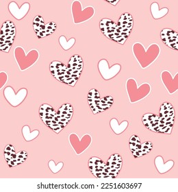 heart leopard seamless pattern vector