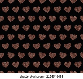 Heart with leopard spots seamless vector pattern, modern print.