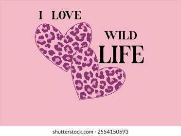  heart leoprd seamless pattern vector design and slogan design