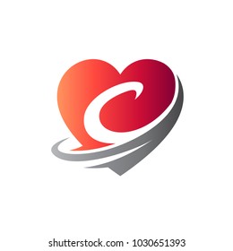 Heart With Letter C Initial Logo Template