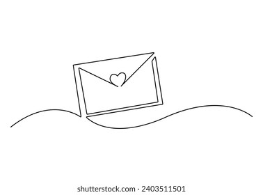 Heart letter continuous one line art. Romantic love date relationship couple silhouette concept vector illustration. Stock vector. 