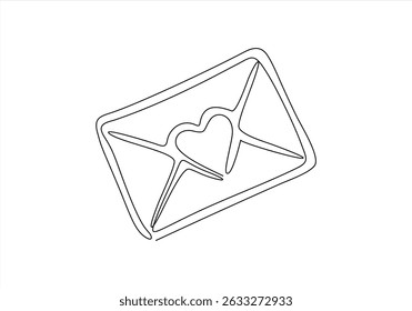 Heart letter continuous one line art. Romantic love date relationship couple silhouette concept vector illustration.