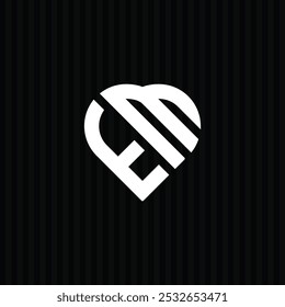 Heart Letter EM Logo - Initiale Monogramm Vorlage für Alphabet E und M