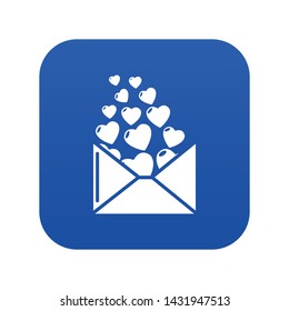 Heart letter icon blue vector isolated on white background