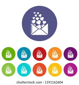 Heart letter icons color set vector for any web design on white background
