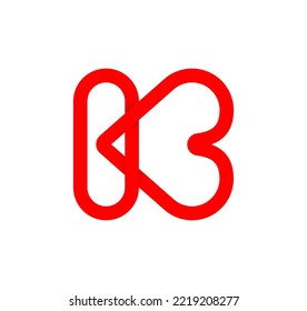 Heart and letter K are intertwined. Cyclic red letter K. Modern natural endless loop. Futuristic logo corporate design.