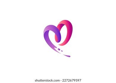 heart letter m logo with splash effect in simple modern design