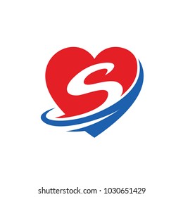 Heart With Letter S Initial Logo Template