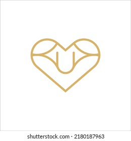 signo vectorial de diseño del logotipo de la U de corazón y letra