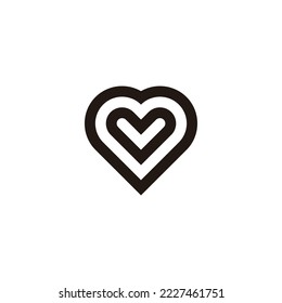 Heart, letter v line geometric symbol simple logo vector
