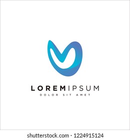 Heart as letter V logo vector, Love as letter V logo vector, modern Letter V logo