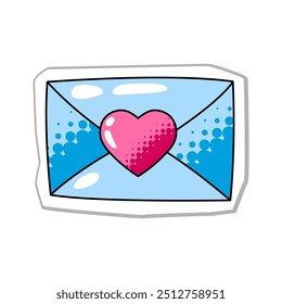 Heart letter for Valentine Day. Holiday romantic sticker and love symbol.