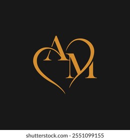 Heart and Letter AM Wedding Logo