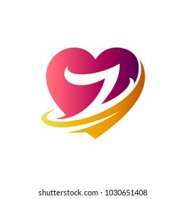 Heart With Letter Z Initial Logo Template