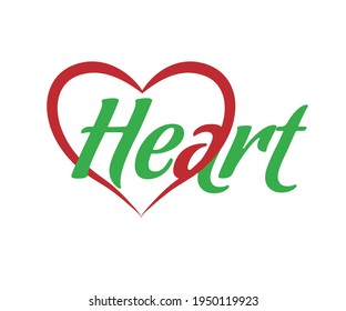 Heart lettering logo red heart logo vector
