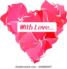 Heart with lettering "With Love...", vector illustration.