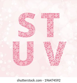 Heart letters collection. Abstract typography. Vector abc set made from hearts