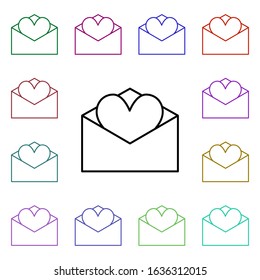 Heart letters multi color style icon. Simple thin line, outline vector of heartbeat icons for ui and ux, website or mobile application