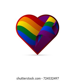 Heart with LGBT flag. Rainbow flag. Vector illustration