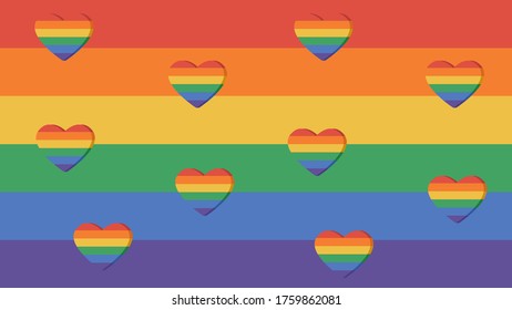 Heart LGBT Pride Month in June. card, banner and background. (lesbian, gay, bisexual and transgender).