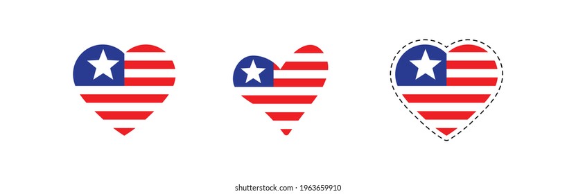 bandera de Liberia del corazón. Vector simple. Bandera nacional de Liberia 