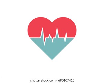 Heart and life line vector drawing