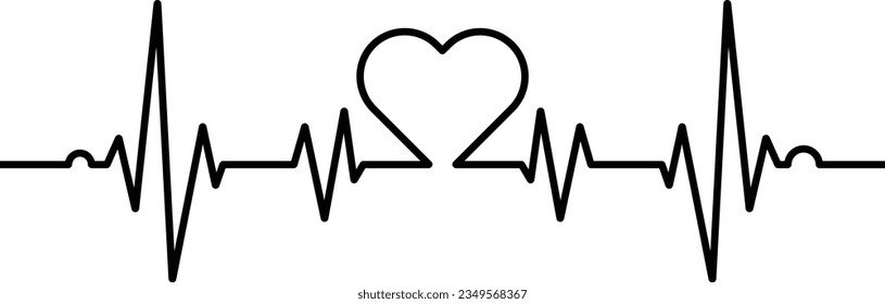 Heart lifeline vector graphic. Nurse appreciation cardiogram ekg with heart.