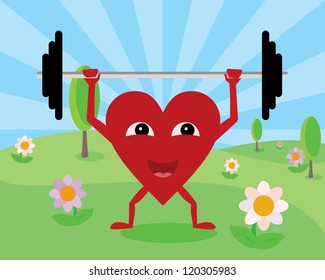 heart lifting weights in park
