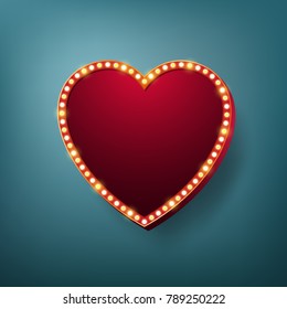 Heart light frame with electric bulbs. Vector illustration