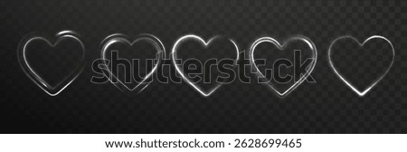 Heart light glow effect on transparent background. Empty glowing romantic frame.