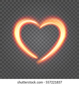 Heart Light Isolated on Transparent Background. Easy replace backdrop. Vector Design element.