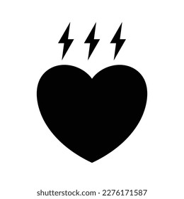 Heart and lightning icon design. isolated on white background. vector illustration
