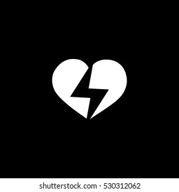 heart lightning icon, isolated, white background