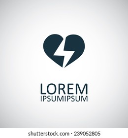 heart lightning icon on white background 