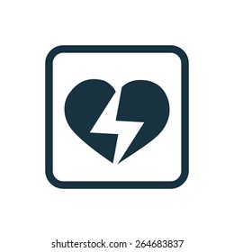 heart lightning icon Rounded squares button, on white background 