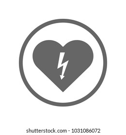 Heart with lightning. Vector icon.
