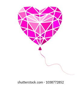 Heart like a balloon.
Heart in style low poly. Heart  precious stone.