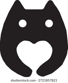 heart like cat vector black colur