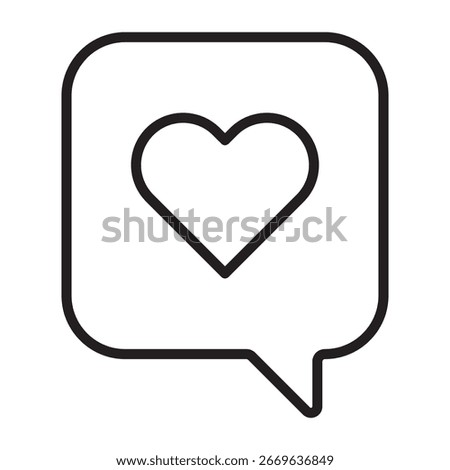 Heart like chat bubble line icon