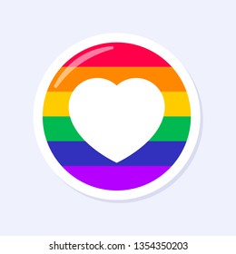 Corazón o como icono. Símbolo LGBTQ relacionado en colores arcoiris. Orgullo gay. Mes del Orgullo Comunitario Raibow. Amor, Libertad, Apoyo, Símbolo de Paz. Diseño de vectores planos aislados en fondo blanco