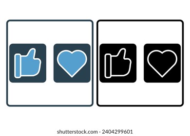 corazón y me gusta el icono. icono relacionado con la web básica y la interfaz de usuario. adecuado para sitio web, aplicación, interfaces de usuario, imprimible, etc. estilo de icono sólido. diseño de vector simple editable