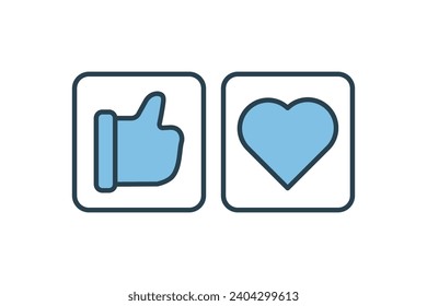 corazón y me gusta el icono. icono relacionado con la web básica y la interfaz de usuario. adecuado para sitio web, aplicación, interfaces de usuario, imprimible, etc. estilo de icono de línea plana. diseño de vector simple editable