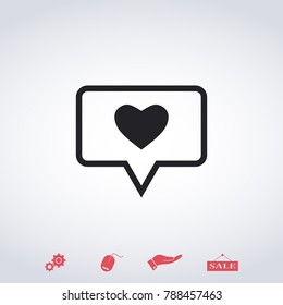 heart, like icon vector. Flat design image for website.