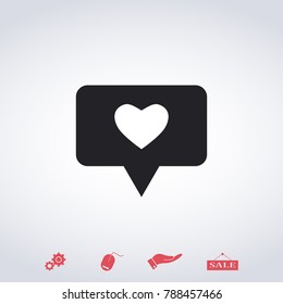 heart, like icon vector. Flat design image for website.