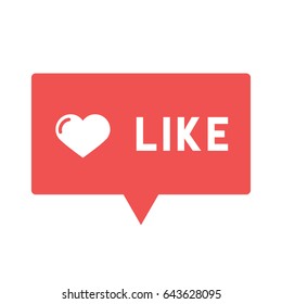 Heart, like icon. Vector illustration on red speech bubble.