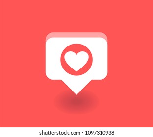 Heart, Like icon, vector symbol in flat style isolated on red background. Social media illustration.