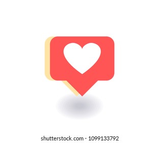 Heart, Like icon, vector symbol in flat style isolated on red background. Social media illustration.