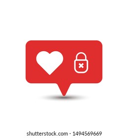 Heart (like) with a lock and a sign of prohibition (lock).